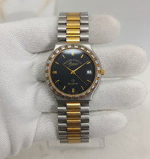 Vintage West End Watch Co Sowar Date Swiss Made 2 Tone Strap Quartz Mens Watch