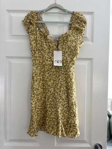 Zara yellow floral - mini, dress