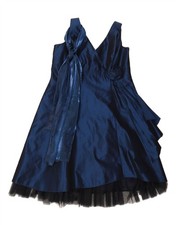 DEBUT Womens Front Tie Sleeveless A-Line Dress UK 16 Large Navy Blue JT12