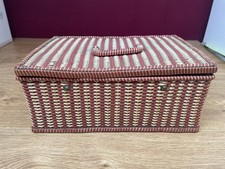 Vintage Woven Straw Sewing Box