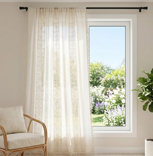 Boho tassel curtains linen - boho,