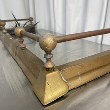Antique Victorian Fire Fender Hearth Kerb Fireplace Surround Brass Extendable