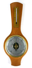 Vintage SB Barometer Shortland Light Wood Thermometer And Weather Predictor 34cm