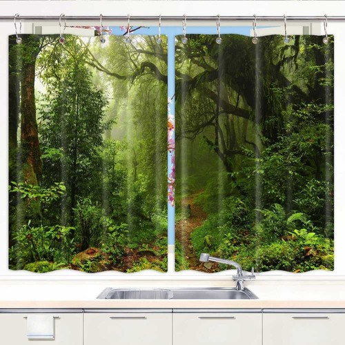 Forest curtains panel set - curtains, 2