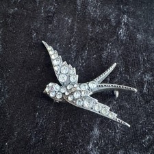 antique art deco silver paste bird brooch a/f