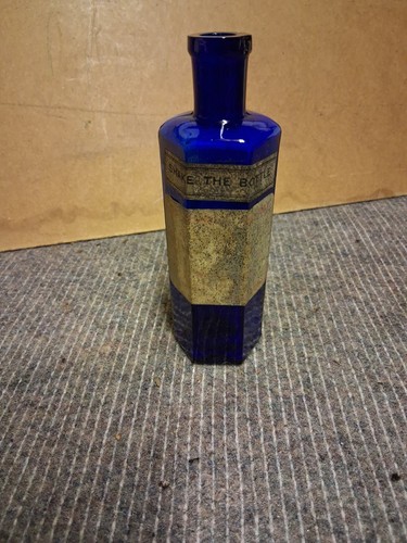 Vintage poison bottle - vintage, blue