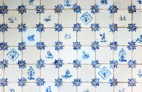 Antique dutch delft tile panel - antique,