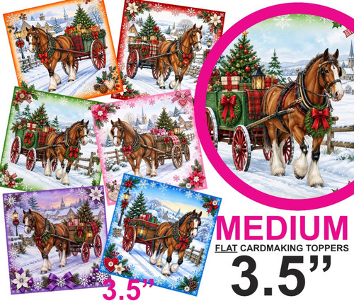 Christmas horse cart card - christmas,