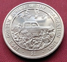 2003 BRITISH VIRGIN ISLANDS QEII GOLDEN JUBILEE OF CORONATION 1 ONE DOLLAR COIN
