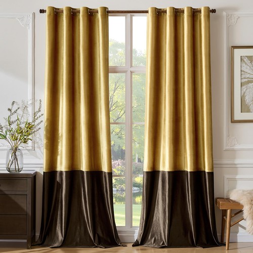 Color block velvet curtains - color,