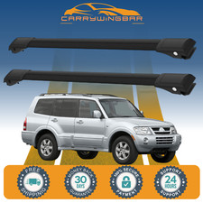 FITS MITSUBISHI PAJERO/SHOGUN 1999-2006. ROOF RACK LOCKABLE CROSSBAR RAIL BLACK