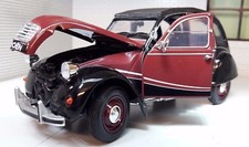 1:24 Citroen 2CV Charleston Maroon Welly Diecast V Detailed Model G LGB Scale 