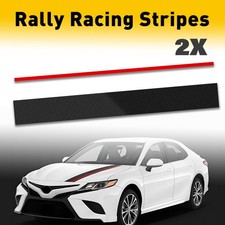 2x  Carbon Fiber Style Car Hood Rally Racing Sporty Strip Sticker For Kia Honda