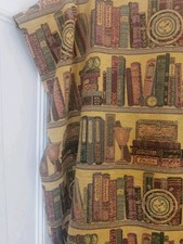Vintage Curtain Book Bookshelf Tapestry  Textured Panel Fabric