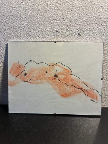 Framed pastel drawing abstract - framed,