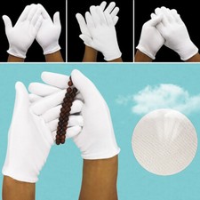 5Pairs Cotton White Hands Gloves Driving Mitten Costume Jewellery Work Protector