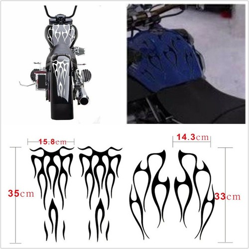 Set black motorcycle flame - black,