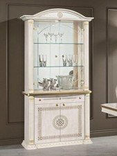 New Aria Italian Cream/Gold 2 Door Vetrine/Display Cabinet