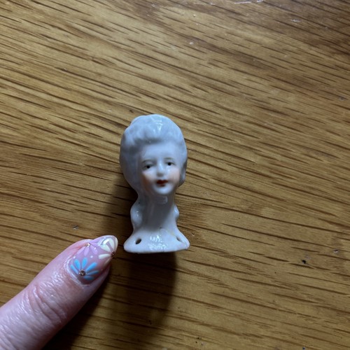 Antique porcelain head pin - porcelain,