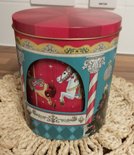 CHRISTMAS ROTATING CAROUSEL MUSICAL BISCUIT TIN (EMPTY)