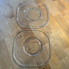 Set of 2 Joe Colombo Arno Clear Glass Square 8” Plates Italy Star 1960s Italora