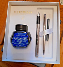 Waterman Pen Set. Hemishere Mirror Chrome finish with Fine nib unused 