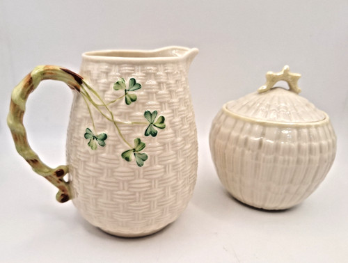 Belleek porcelain sugar bowl - belleek,