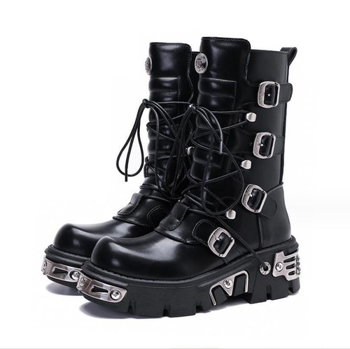 New rock boots unisex - new, metallic