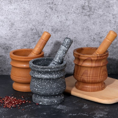 Wood grain mortar and pestle - wood,