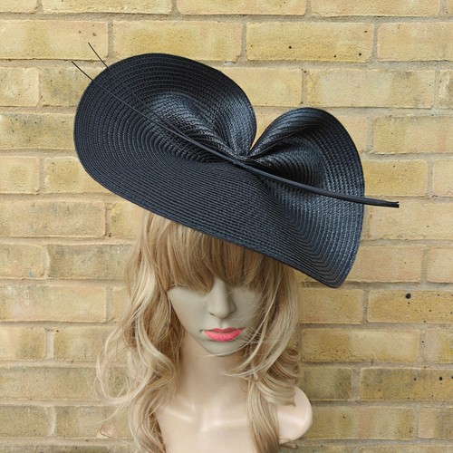 Black fascinator ostrich quill - black,
