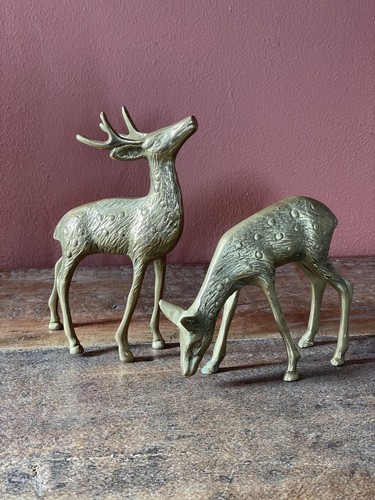 Vintage solid brass - brass, stag