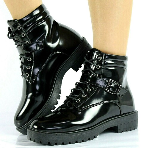 Ladies black ankle - black, chunky
