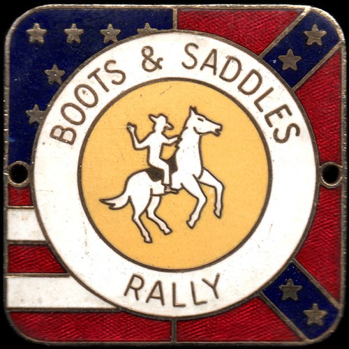 Boots saddles rally pin - &,