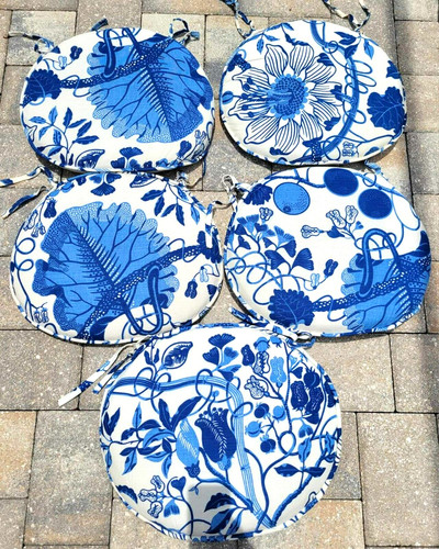 Blue white floral french - blue,