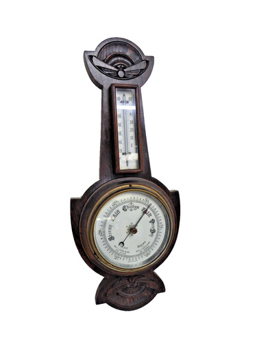 Antique carved wood aneroid - antique,