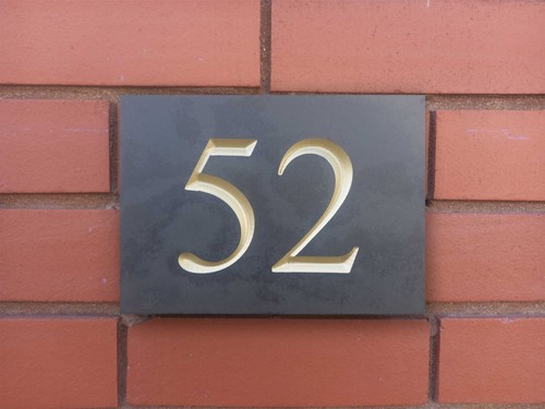Slate house sign - number, deep