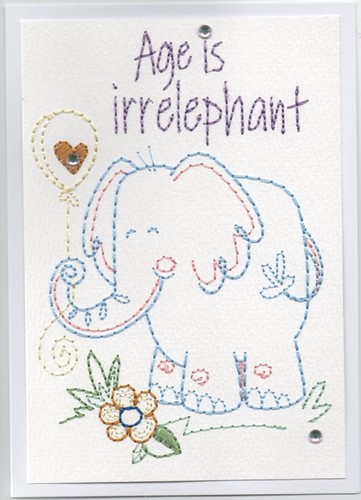 Hand made embroidered greeting - made,