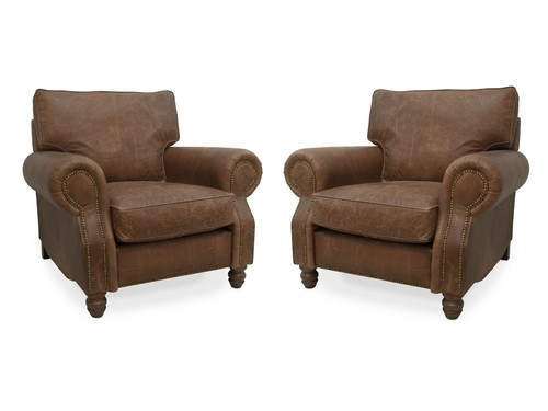 Pair leather armchair - pair,