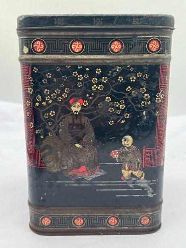 Vintage chinese tin tea caddy - chinese,