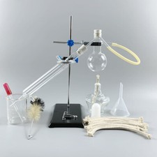 NEW Lab Glassware Distillation Kit 100ml Flask Set w/Stand for Chemistry Office