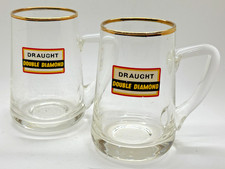 PAIR OF VINTAGE DOUBLE DIAMOND DRAUGHT HALF PINT GLASSES - PUB BAR HOME TWO 2