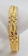 Luxurious 22K Gold Bangle Bracelet 2pc Plain Solid Yellow Gold Women Daily Use
