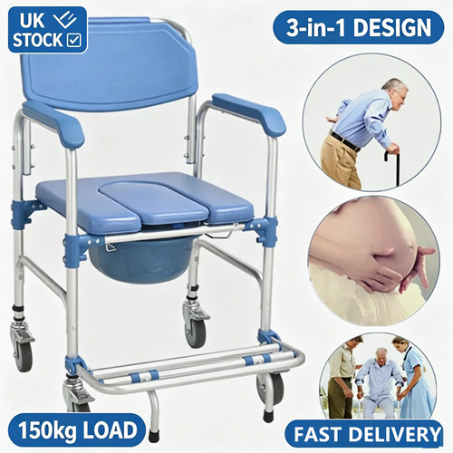 Wheeled commode shower chair - wheeled,