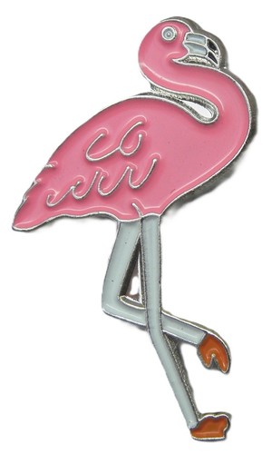Pink flamingo pin - badge, bird