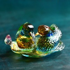 1pc Coloured Glaze Mandarin Duck Ornament Home Wedding Decoration Lucky Gift New
