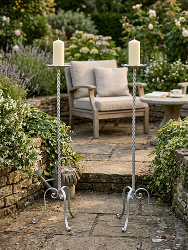 Pair tall silver wrought - pair,