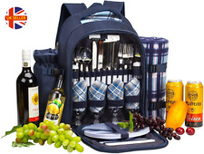 Eono 4 Person Picnic Insulated Backpack with Tableware Set & Blanket Outdooor