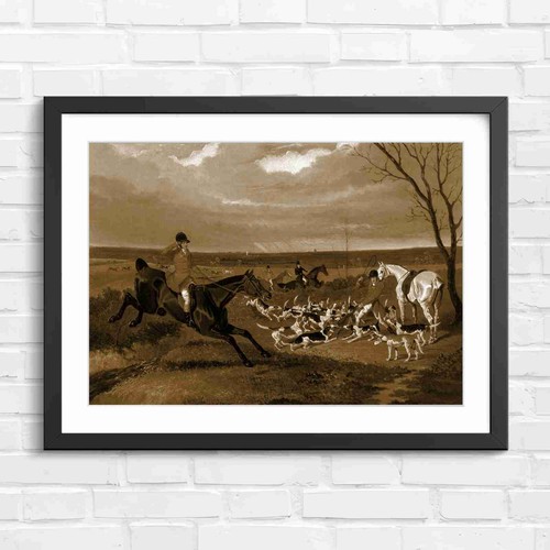 Vintage fox hunt scene - fox,