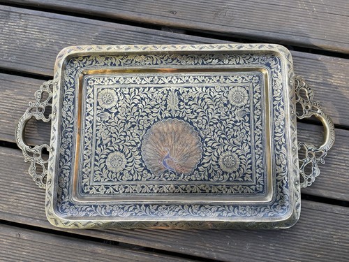 Vintage indian brass tray - indian,