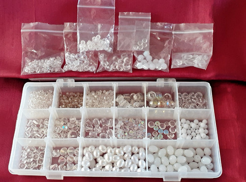 Job lot beads white - beads, white/clear